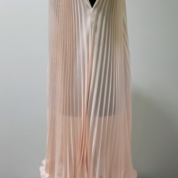TED BAKER SHEER SUMMER PLEATED MAXI DRESS WITH RUFFLED WIRE HEMLINE SIZE 8 - Picture 3 of 8